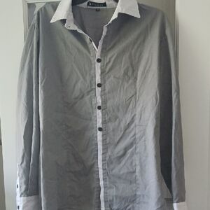 Allegra K Two-Tone Gray Button-Down Shirt